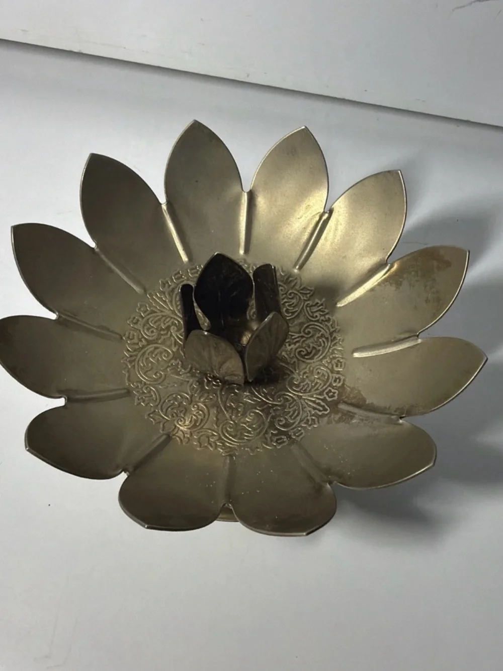 Brass Lotus Candle Holder - Gold Tone